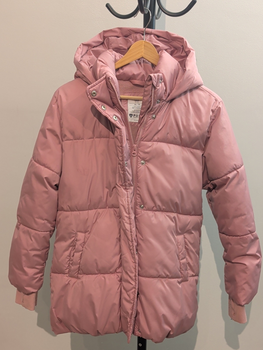 GAP Girls Dusty Rose Pink Hooded Parka 100% Recycled Materials Size XL